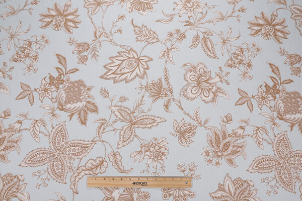Braemore Floral Printed Drapery Fabric in Sky Blue 