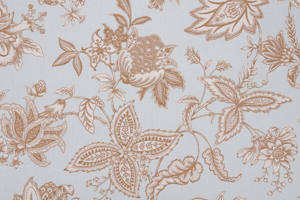 Braemore Floral Printed Drapery Fabric in Sky Blue 