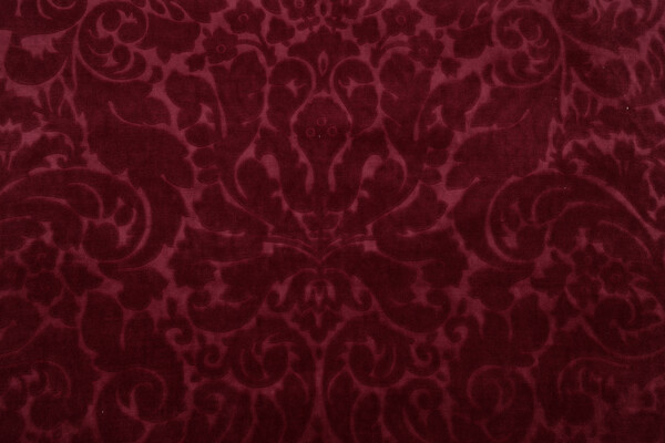 Padilla Damask Velvet Upholstery Fabric in Wine