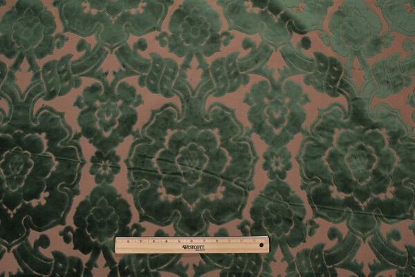 Gibson Velvet Damask Upholstery Fabric in Green