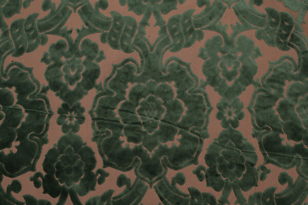 Gibson Velvet Damask Upholstery Fabric in Green
