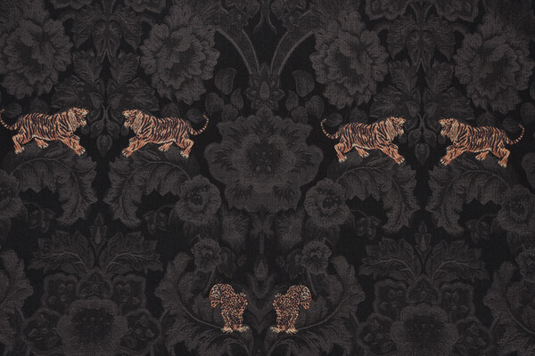 Tiger Damask Decorator Fabric in Carbon