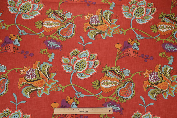 Richloom Leopold Printed Cotton Drapery Fabric in Persimmon