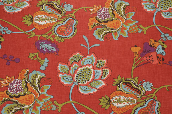 Richloom Leopold Printed Cotton Drapery Fabric in Persimmon