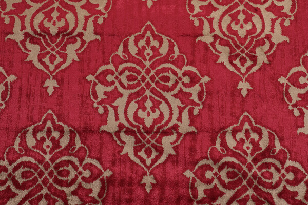 Damask Velvet Upholstery Fabric in Ruby