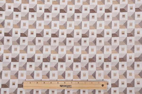 Geometric Velvet Upholstery Fabric in Natural