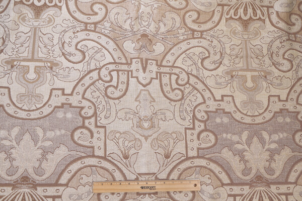 Wilda Chenille Damask Upholstery Fabric in Natural