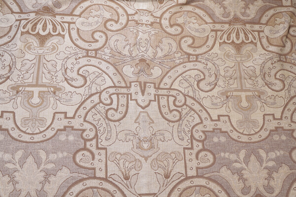 Wilda Chenille Damask Upholstery Fabric in Natural