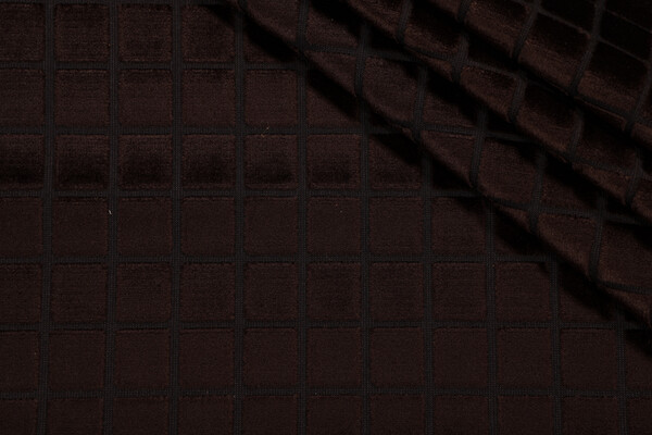 Check Velvet Upholstery Fabric in Espresso