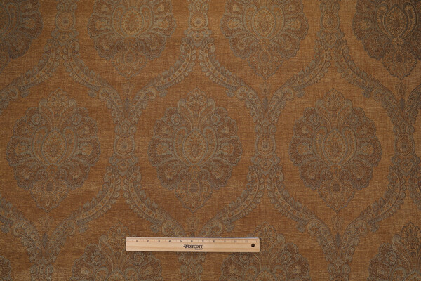 Julianne Chenille Damask Upholstery Fabric in Bronze