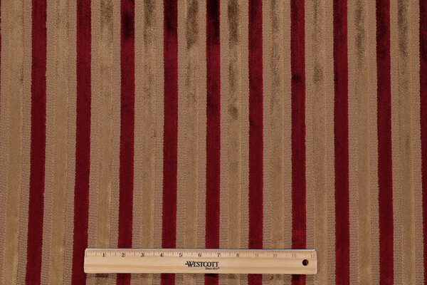 Stripe Velvet Upholstery Fabric in Red