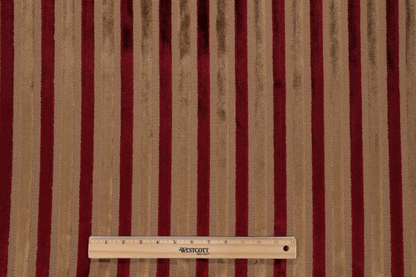 Stripe Velvet Upholstery Fabric in Red