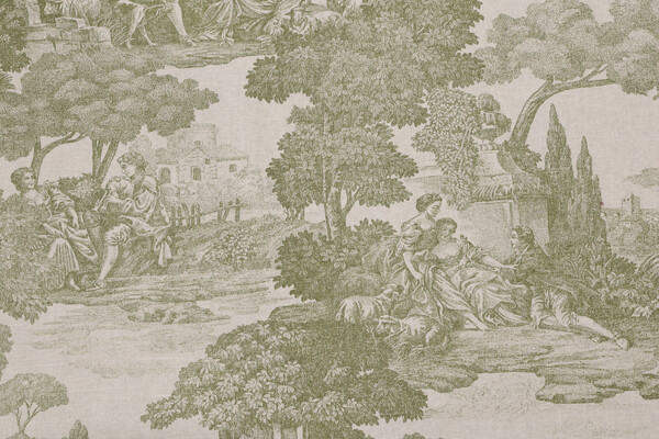 Waverly La Belle Campagne Printed Cotton Drapery Fabric in Sage