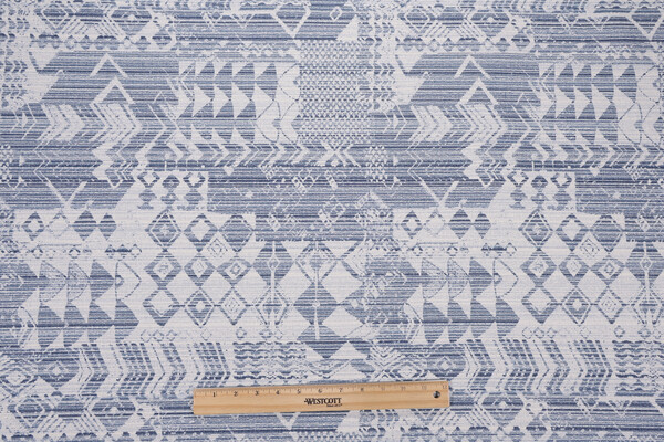 Eagleton Printed Chenille Upholstery Fabric in Blue Smoke 