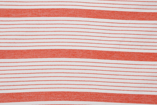 Bella Dura Porter Stripe Woven Polyolefin Chenille Outdoor Fabric in Coral 