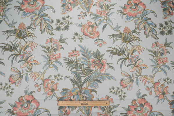 Hamilton Bellemeade Printed Cotton Drapery Fabric in Mist 