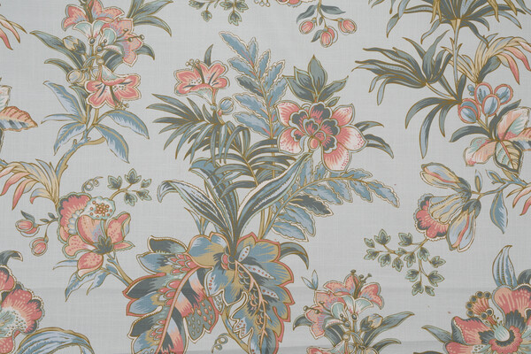 Hamilton Bellemeade Printed Cotton Drapery Fabric in Mist 