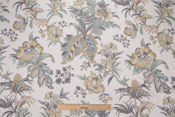 Hamilton Bellemeade Printed Cotton Drapery Fabric in Parchment 
