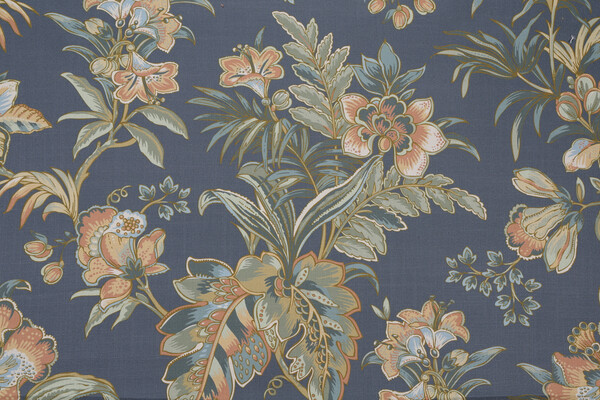 Hamilton Bellemeade Printed Cotton Drapery Fabric in Slate 
