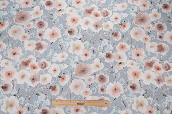 Hamilton Abbott Printed Cotton Drapery Fabric in Lake 