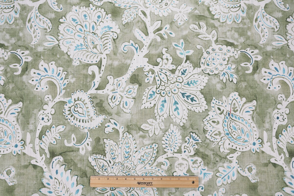 Hamilton Fresno Printed Cotton Drapery Fabric in Seagrass 