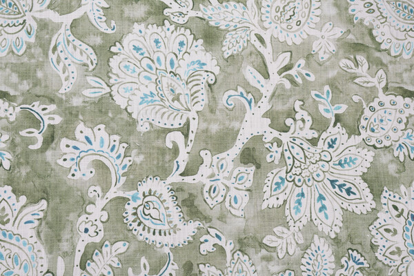 Hamilton Fresno Printed Cotton Drapery Fabric in Seagrass 