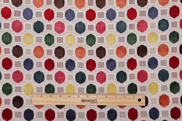 Hamilton Orbits Velvet Upholstery Fabric in Kaleidoscope 