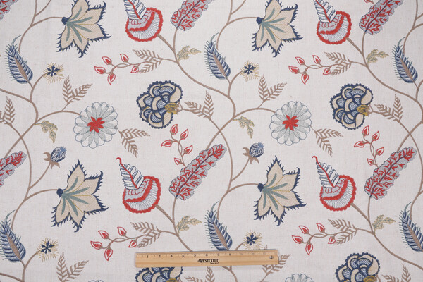 Trevi Fabrics John's River Embroidered Drapery Fabric in Multi 