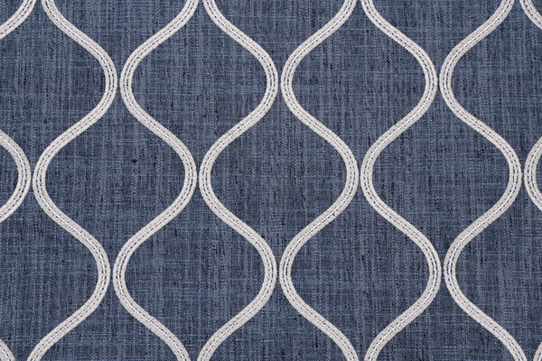 PK Lifestyles Griffith Embroidered Drapery Fabric in Marine 