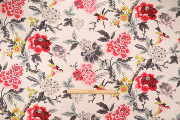 Waverly Candid Moment Printed Cotton Drapery Fabric in Ebony