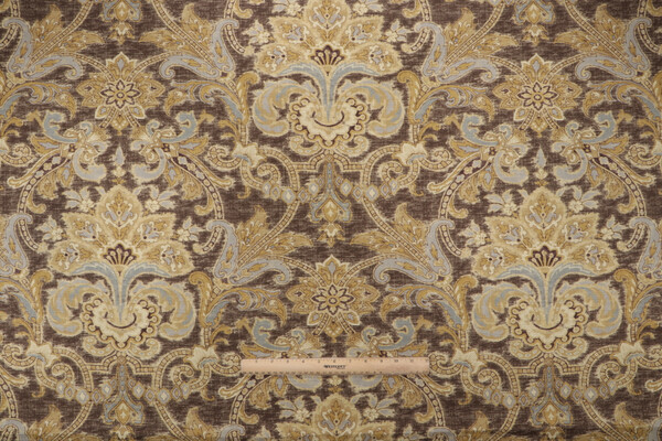 Thibaut Leopold F93304 Printed Cotton Drapery Fabric in Dark Brown