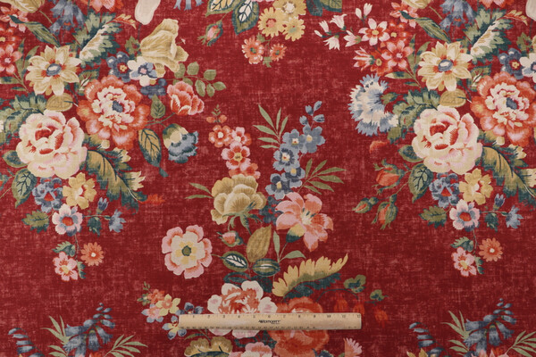 Kittridge Printed Cotton Drapery Fabric in Crimson