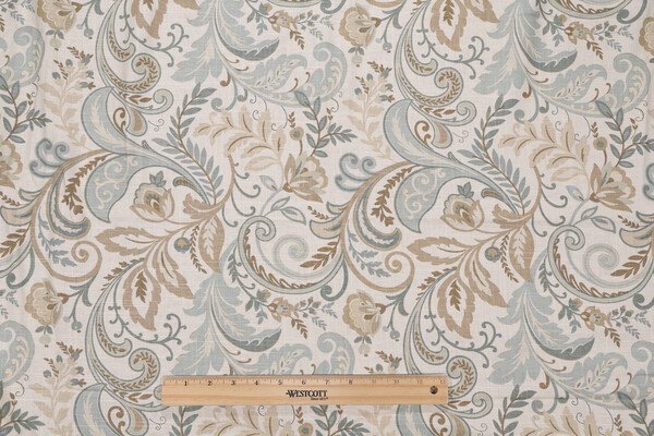 Mill Creek Findlay-Cliffside Printed Linen Blend Drapery Fabric in Seaglass
