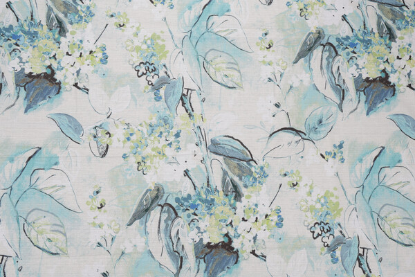 Mill Creek Sisley Garden-Superial Printed Cotton Drapery Fabric in Menthe