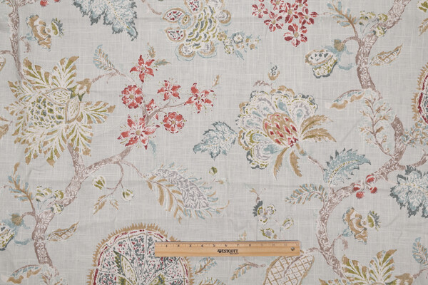 1 Yard P Kaufmann Retreat Printed Linen Blend Drapery Fabric in Blue Citrine