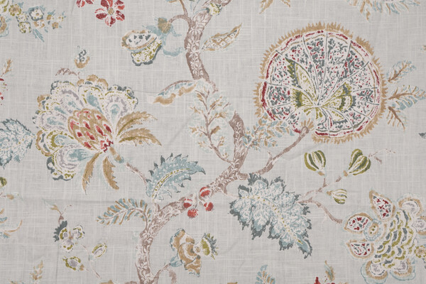 1 Yard P Kaufmann Retreat Printed Linen Blend Drapery Fabric in Blue Citrine