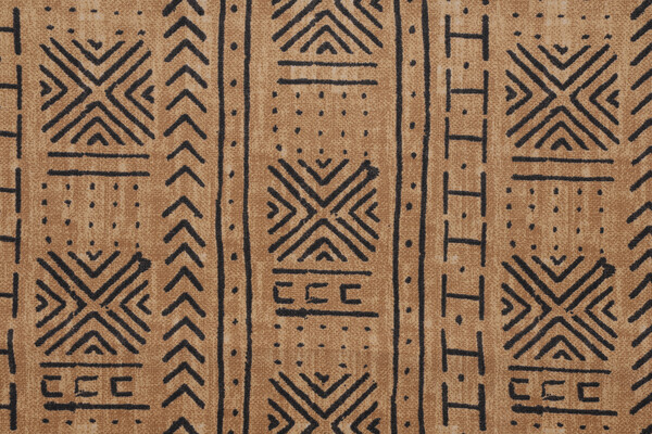 Genevieve Gorder Mali Mud Cloth Printed Polyester Outdoor Fabric in Pecan