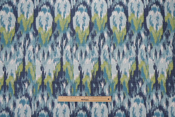 Premier Prints Ikat Craze - Birch Barkcloth Printed Cotton Drapery Fabric in Frost