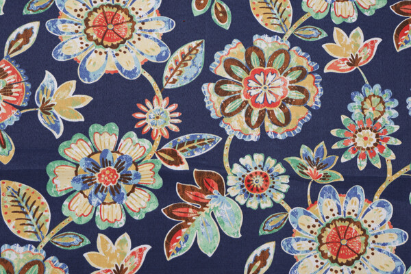 Richloom Daelyn Printed Polyester Outdoor Fabric in Navy