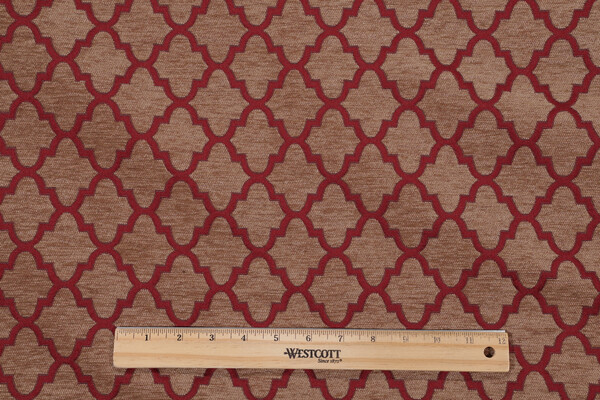 Weiss Woven Chenille Upholstery Fabric in Crimson