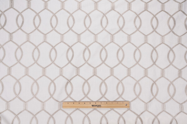 Hourglass Embroidered Drapery Fabric in Snow