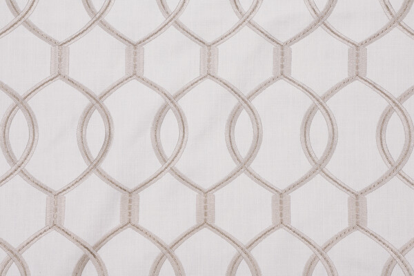 Hourglass Embroidered Drapery Fabric in Snow