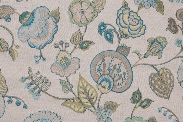 Flowerhill Tapestry Upholstery Fabric in Peacock