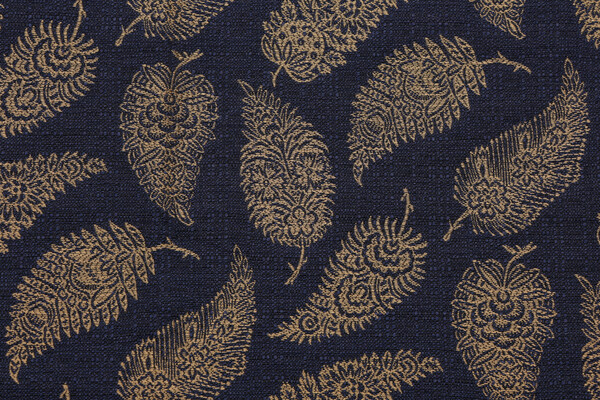 Feather Paisley Tapestry Upholstery Fabric in Navy/Gold