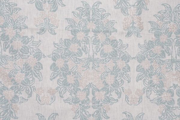 Ella Printed Linen Drapery Fabric in Aqua