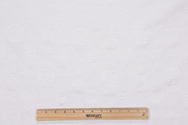 Shell Trellis Woven Solution Dyed Acrylic Matelasse Outdoor Fabric in Ivory