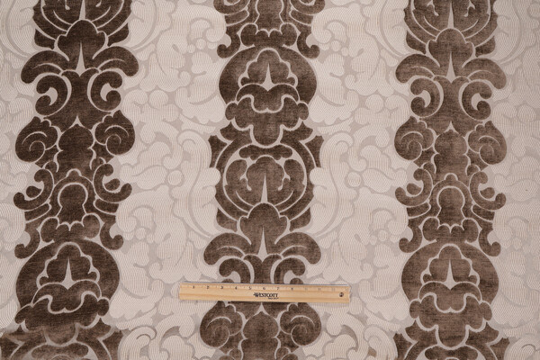 Triana Woven Chenille Damask Upholstery Fabric in Pecan