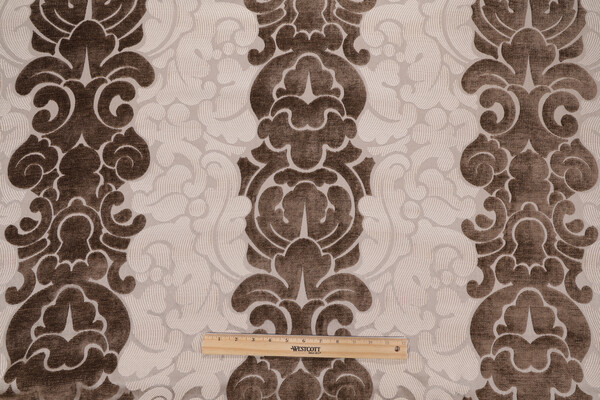 Triana Woven Chenille Damask Upholstery Fabric in Pecan