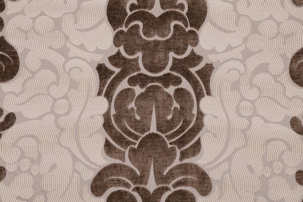 Triana Woven Chenille Damask Upholstery Fabric in Pecan