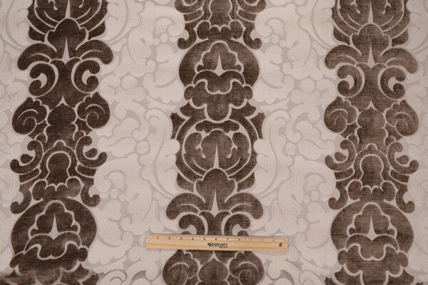 Triana Woven Chenille Damask Upholstery Fabric in Pecan